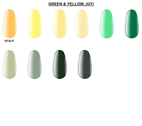 קודי מקצועי ירוק & מגבר; צהוב סדרת ג ' ל לק צבע 8 מיליליטר. ג ' ל לד/מעיל ציפורניים סגול לספוג את מקורי