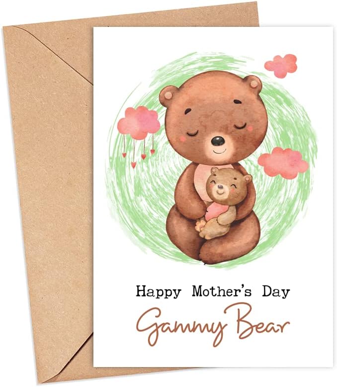 לדוב גמי, כרטיס יום האם שמח - גמי דוב קלף - חיבוק דוב מכרטיס אמא - קלף לגמי - רעיון מתנה של יום האם חמוד -