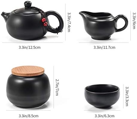סט כוס סיר תה סיני של ליטי עם מגש מגש - Travel Tea Tea Set Teapot Forcealain, נייד הכל בשקית מתנה אחת