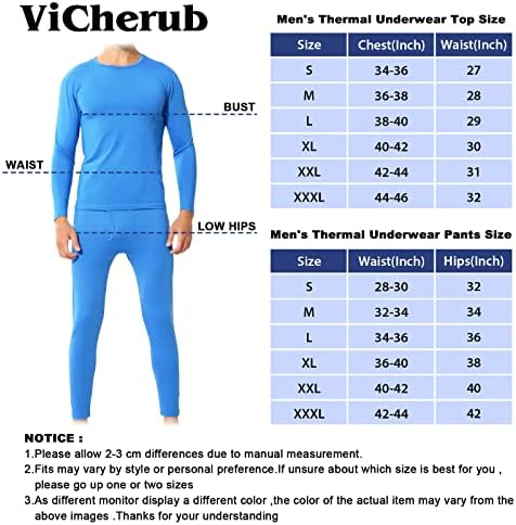 תחתונים תרמיים של Vicherub לגברים פליס מרופד ארוך ג'ונס תרמלים עליונים ותחתית שכבת בסיס לבסיס למזג אוויר קר