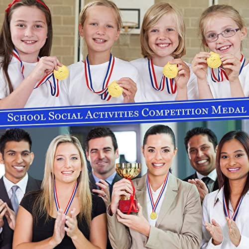 מדליות זוכות זהב, מדליות פרסי זהב כדורגל עם סרטי צוואר פרסים זוכים במטאל לתחרות ספורט לילדים, מופע