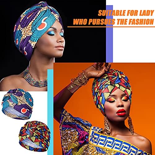 4 חתיכות אפריקאי שיער לעטוף לנשים טורבן כובע למתוח מעוות קפלים כפת כובע