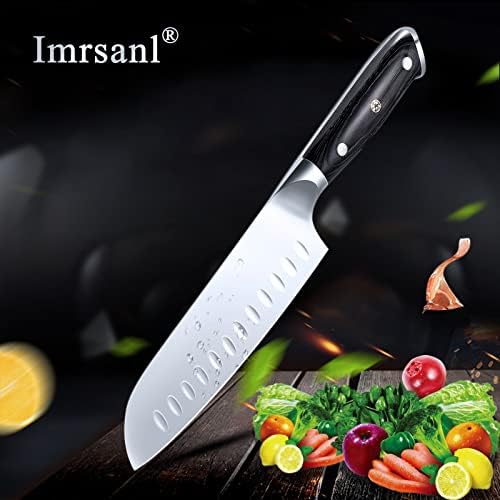 סכין סנטוקו 7 אינץ ' - סכין בשר חד אולטרה פחמן גבוה פחמן גרמני נירוסטה סכין מטבח, סכין שף אסייתי
