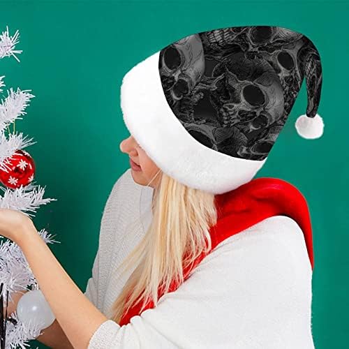 גולגלות שחורות ולבנות. חג המולד כובעי בתפזורת מבוגרים כובעי חג המולד כובע לחגים חג המולד ספקי צד