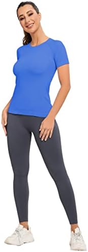 חולצות אימון Mathcat לנשים, צמרות אימון לנשים, חולצות שרוול קצרות של יוגה רכות במהירות חולצות כושר חלקות