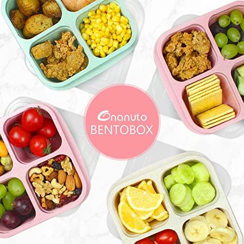 Onanuto 6 חבילה מכולות חטיפים בנטו, מכולות הניתנות לארוחת צהריים של 4 תאים, מיכל הכנה לארוחות לשימוש