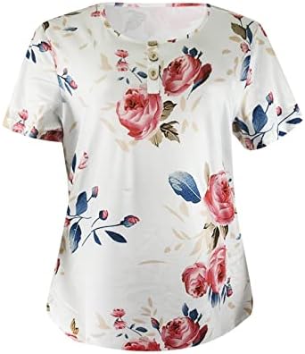 חולצות הוואי ZDFER לנשים הדפס פרחוני מזדמן כפתור טשירט