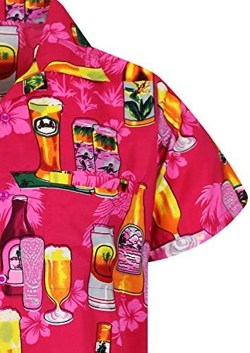 פאנקי הוואי חולצה גברים קצר שרוול קדמי-כיס בירבקבוק מרובה צבעים