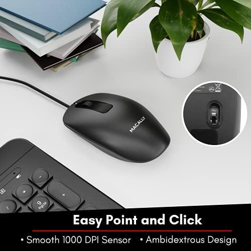 משולבת מקלדת ועכבר קווית, מקלדת USB ארגונומית בגודל מלא ומקלידת USB בעכבר - מקלדת ועכבר דקיקים ושקטים של