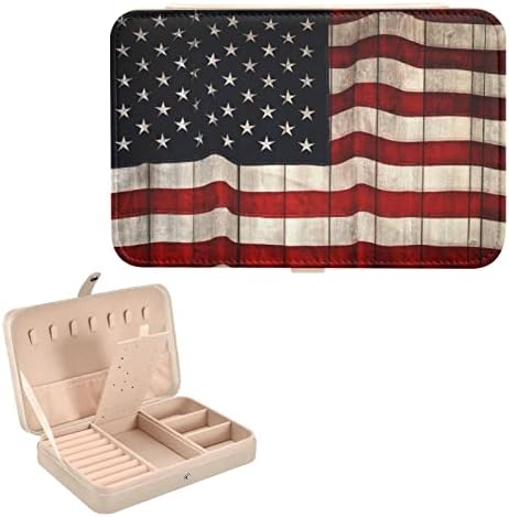 דגל אמריקאי דגל אמריקאי קופסא תכשיטים קטנים מארגן תכשיטי עור PU