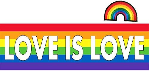 LGBT GRIDE Love Love היא מדבקות מדבקות אהבה, לא מגנטיות, מגיעה עם טלאי ברזל קשת דגל פגוש ויניל,