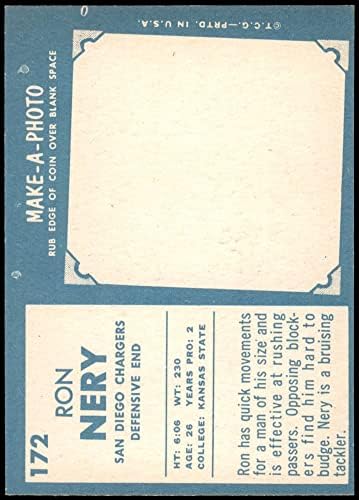 1961 Topps 172 Ron Nery San Diego Chargers NM/MT Chargers
