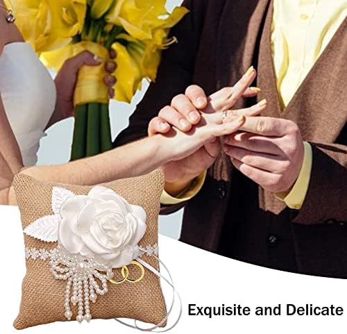 חתונה טקס טבעת כרית פרח סל פשתן בציר פרל פרח סל אחסון לילדה מסיבת חתונה אספקת