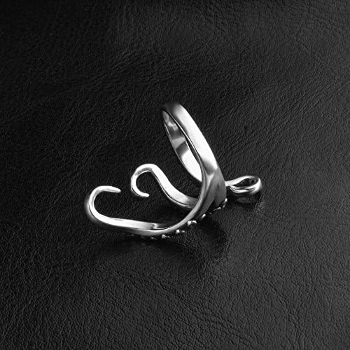 בציר טיטניום פלדה תמנון ים מפלצת דיונון קראקן פאנק עתיק טבעת רטרו