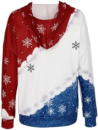 נשים 2022 חג שמח צווארון ברדס עם קפוצ'ונים סוודרים סווטשירטים של פתית שלג חולצות שרוול ארוך מזדמן