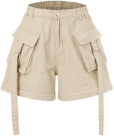 מכנסיים קצרים של מטען לנשים מכנסי קיץ מזדמנים של אמצע המותניים עם כיס עם כיס בצבע אחיד ריצה אתלטי ברמודה