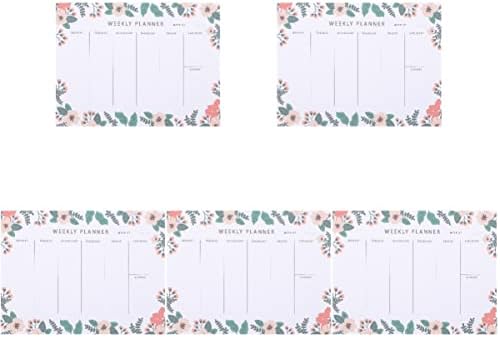 שולחן Jojofuny פנקס רשימות 5 יחידות תכנון תכנון פנקס פנקס רפידות לוח זמנים של פרחים הערות מתכנן הרגל