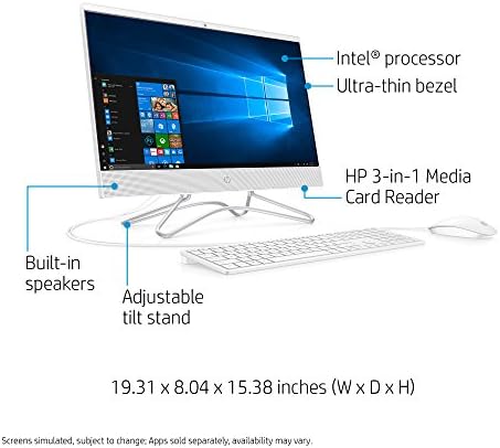 מחשב HP 22 אינץ 'All-in-One, Intel Core I3-8130U, 4GB RAM, כונן קשיח 1TB, Windows 10