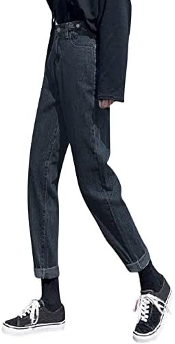 מכנסי מטען של Miashui Jean לנשים נשים רחבות מכנסי הרלן סולידי מכנסיים מותניים גבוהים משחררים נשים בתוספת בגדים