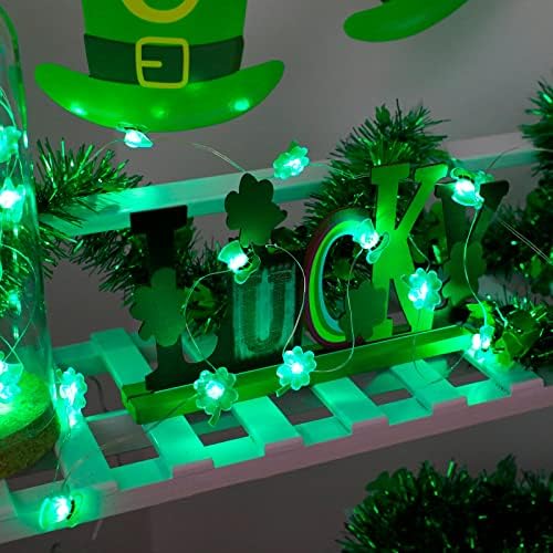 אורות קישוטים של יום פטריקס, 13 ft 40 40 LED תלתן מזל שמרוקס אורות מיתר בעבודת יד, סוללת אורות