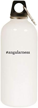 מוצרי Molandra Angularness - 20oz hashtag בקבוק מים לבנים נירוסטה עם קרבינר, לבן