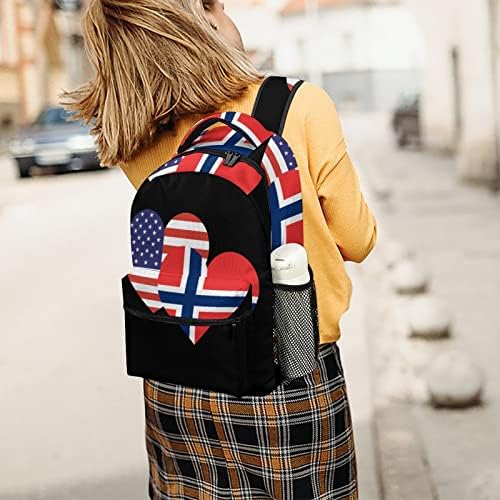 נורבגיה דגל לב אמריקאי תרמילי נסיעות אופנה תיק כתף קל משקל קל לכיס רב-כיס לקניות עבודה בבית הספר