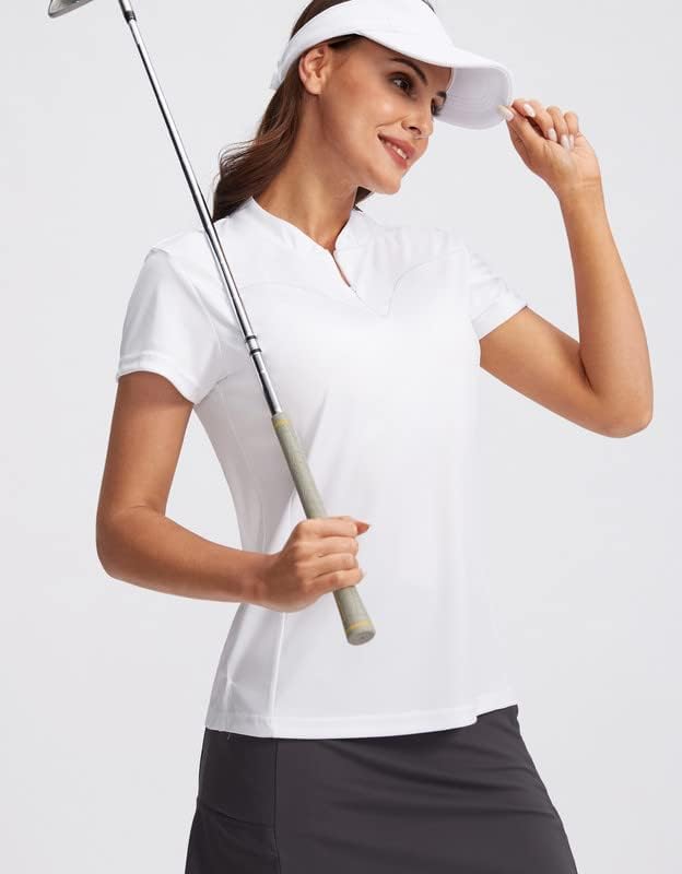 חולצת גולף של סנטיני נשים רוכסן חולצות פולו שרוול קצר