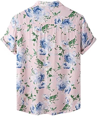חולצות אופנה מזדמנות לגברים פרח עליון הוואי מודפס חולצה עליונה רופפת חולצה צווארון שרוול קצר