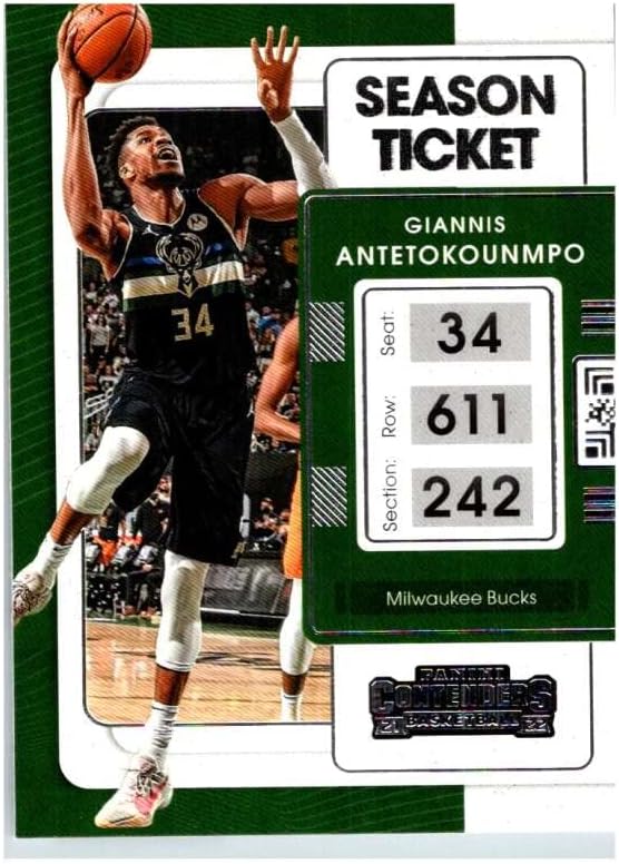 2021-22 מתמודדים של פאניני 73 ג'אניס אנטטוקונמפו מילווקי באקס רשמי כרטיס כדורסל NBA במצב גולמי