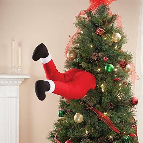 רגל סנטה קלאוס עץ חג המולד קטיפה רגל מלאכותית ממולאת סנטה קלאוס רגל לבית חג המולד קישוטי חידוש תלויים