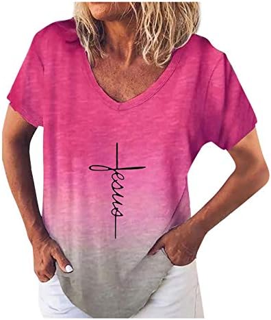 חולצות הוואי של אקולספנסי לנשים לנשים שרוול קצר שרוול קצר הדפסת צוואר הדפסת טי נינוח צמרות חמודות