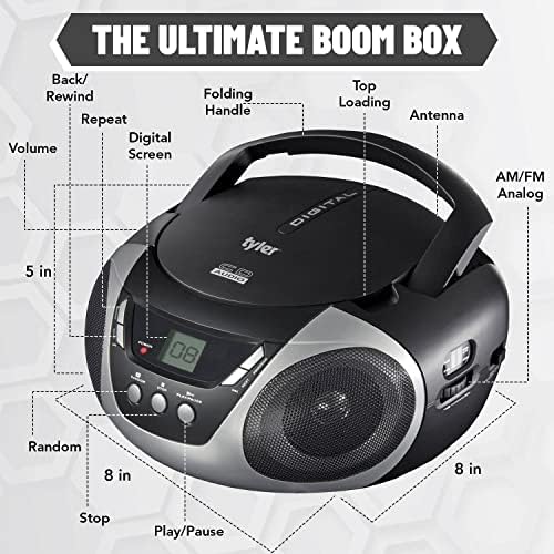 טיילר נייד Boombox CD נגן AM/FM משולבת רדיו, נגני CD דינאמיים BOOM CD עבור סטריאו נייד לבית/חיצוני