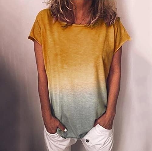 קיץ מודפס חולצות לנשים קצר שרוול טרנדי מקרית חולצות קל משקל בתוספת גודל צוות צוואר 2023