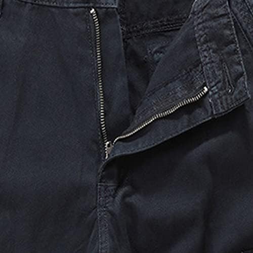 מכנסי מטען כותנה בצבע אחיד של גברים מכנסיים קצרים חיצוניים מרובי כיסים