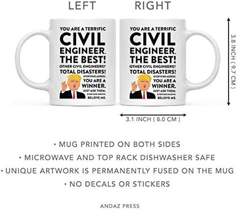 עיתונות אנדז 11 עוז. מצחיק נשיא טראמפ קפה ספל איסור פרסום מתנה, מהנדס אזרחי, 1-חבילה, כולל אריזת מתנה,