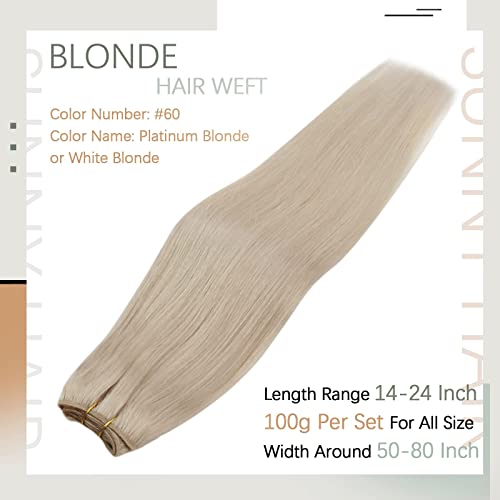 סאני 220 גרם פלטינה בלונד קליפ שיער הרחבות שיער טבעי צרור עם בלונד ערב לתפור בתוספות שיער 14 אינץ
