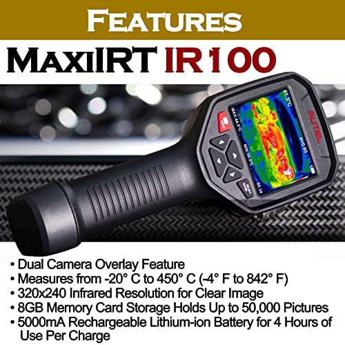 Autel Maxiirt IR100 מצלמת הדמיה תרמית מצלמה כפולה רזולוציה גבוהה מיקוד אוטומטי-פוקוס מתכוונן חמש לוח צבעים