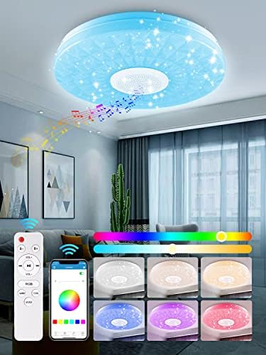 אורות תקרה של LED, אור תקרה למוזיקה עם רמקול Bluetooth, צבע RGB 36W RGB צבע שינה אור שינה עם אפליקציה