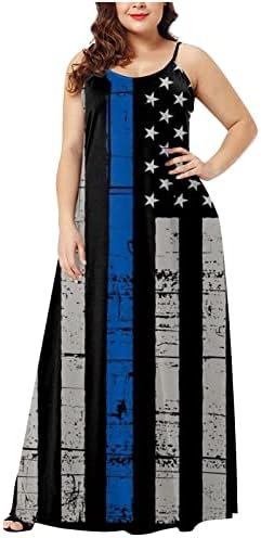 LMDUDAN 4 ביולי שמלת יום העצמאות שמלת דגל אמריקאית מדפיס שמלות אופנה צמודות שמלות ללא שרוולים
