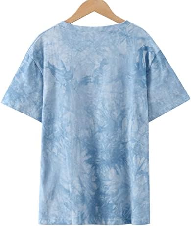 צמרות צבע קושרות נשים 2023 סאן ירח פטריות פטריות חולצות וינטג 'טוניקות סיבתיות רופפות חולצת טריקו מתאימות
