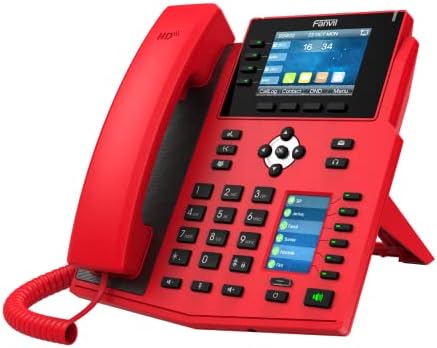 Fanvil X5U-R טלפון VOIP מתקדם גבוה, תצוגת צבע בגודל 3.5 אינץ ', תצוגת צבע צדדית בגודל 2.4 אינץ' עבור מקשי