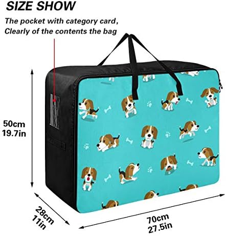 שקית אחסון בגדים לא משולבת לשמיכה - קיבולת גדולה מצוירת שקית מארגני בעלי חיים כלבים חמודים עם רוכסן קישוט