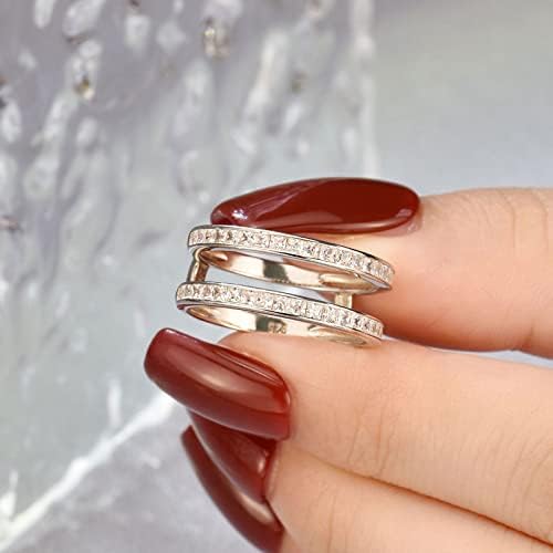 בציר נסיכת טבעת משפר לנשים חתונה להקת סט 925 סטרלינג כסף
