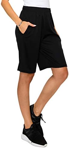 אטלוט - מכנסיים קצרים באורך הברך של הנשים עם כיסים צדדיים וריכוז - נהדר לאימון, חדר כושר, אתלטי,