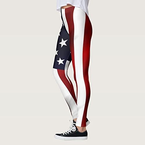 נשים יוגה חותלות בקרת בטן מכנסי דגל אמריקאים פטריוטיים פעילות גופנית הרמת כושר ספורט מכנסי יוגה פעילים