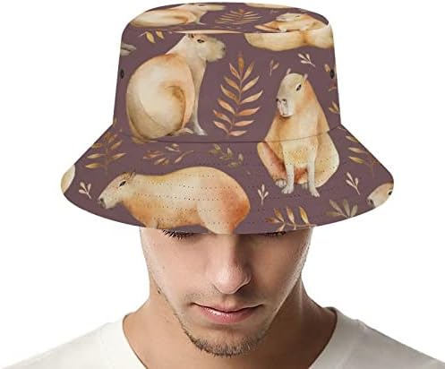 Baikutouan כובע דלי חוף קפיברה מקסים למבוגרים דיג דייגים כובע טיולים אריזים הדפסת כובעי שמש כובעים