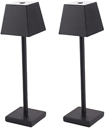 2 חבילות מנורת שולחן LED נטענות, מנורת שולחן חיצונית שחורה ניידת עמיד למים 3W מנורות שולחן אוכל, מנורה מופעלת