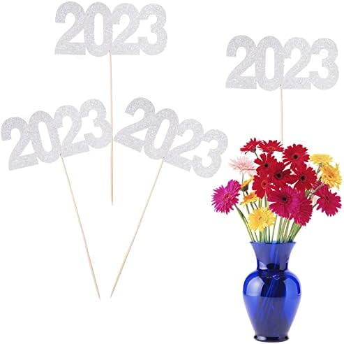 12 חתיכות גליטר 2023 מרכזי מקלות כסף כפול צדדי 2023 מסיבת סיום מקלות 2023 פרחוני מרים שולחן מרכזי