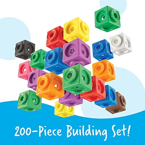 משאבי למידה קוביות מתמטיקה בונים גדולים-סט של 200 קוביות, גילאי 5 + מפתחת כישורי מתמטיקה מוקדמים, צעצועי גזע,