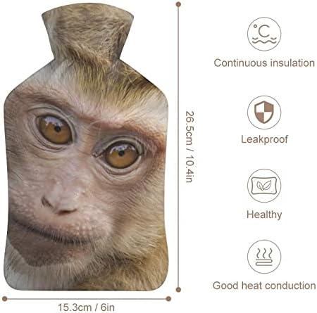 בקבוק מים חמים של קוף עם כיסוי רך לדחיסה חמה וטיפול בקור להקלה על כאבים 6 על 10.4 אינץ